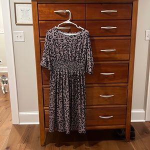 Tickled Teal A Line leopard print dress